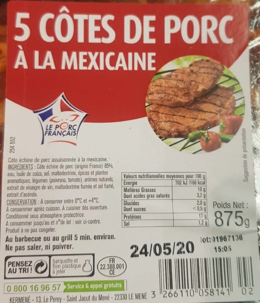 Côtes de Porc mexicaine