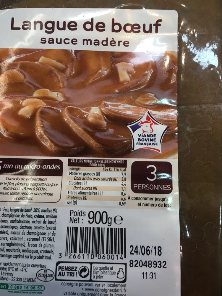 Langue de boeuf sauce madere