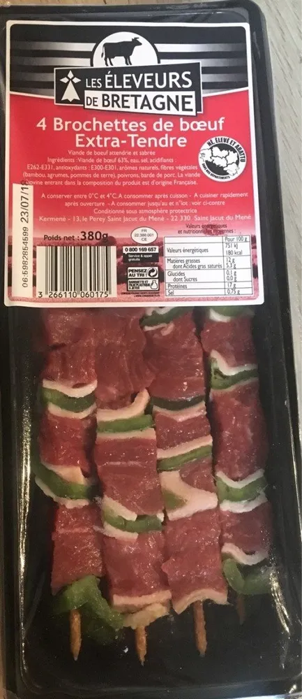 4 brochettes de boeuf extra-tendre