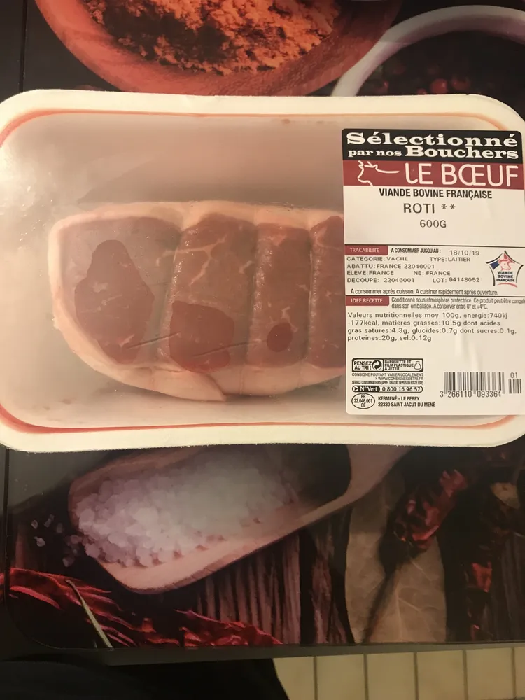 Roti de boeuf dans la tranche Viande bovine