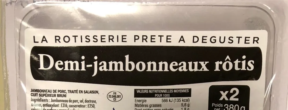 Demi jambonneaux rotis