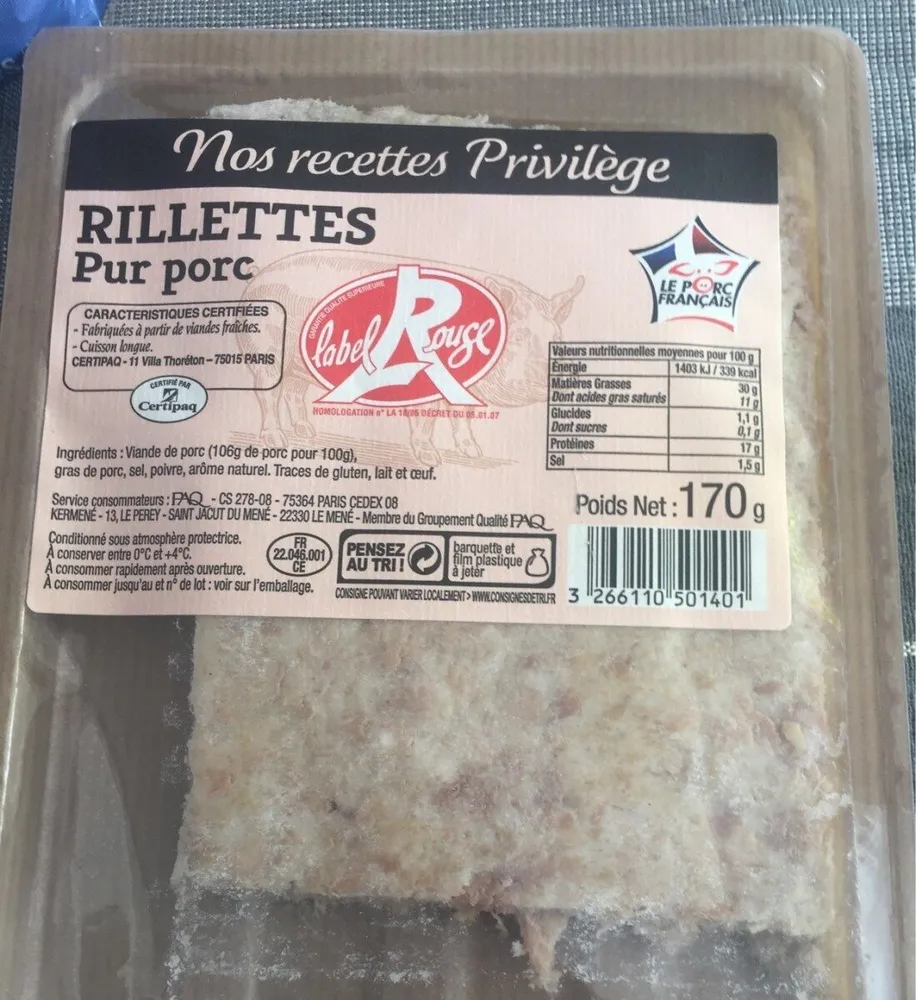 Rilettes pur porc