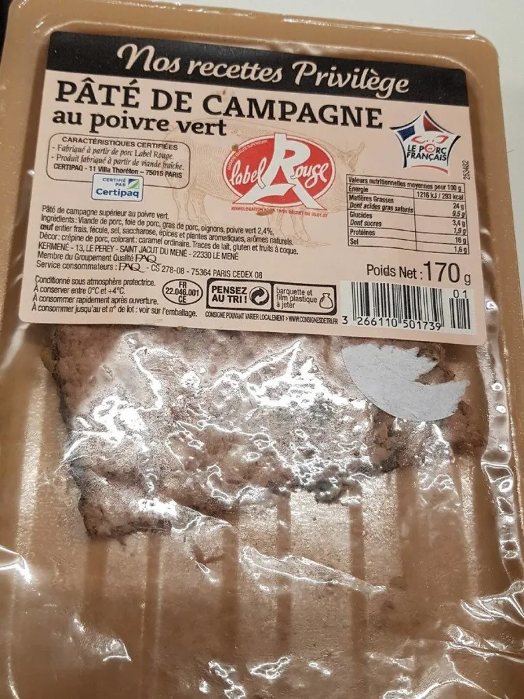 Pâte de campagne au poivre vert