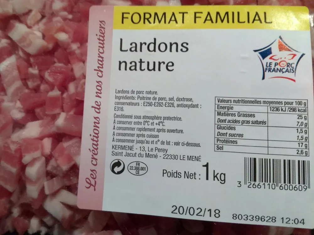 Lardons de porc nature