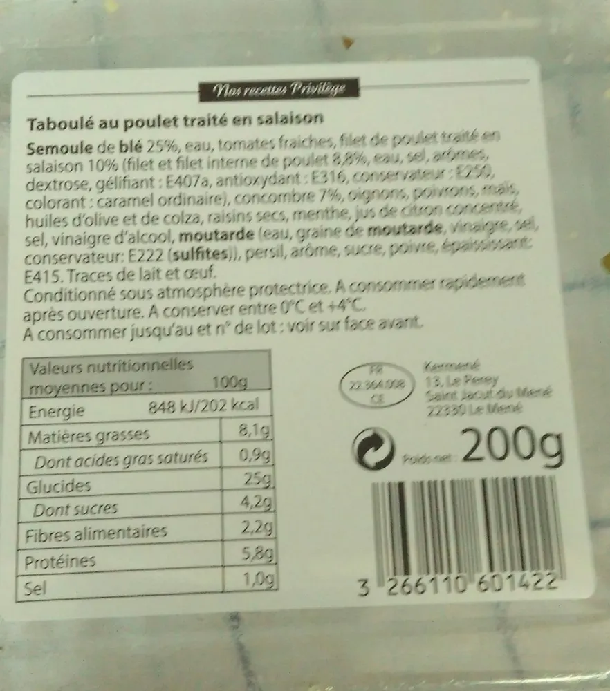 Taboulé au poulet