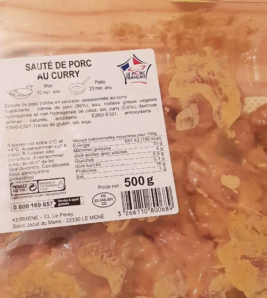 Saute de porc au curry