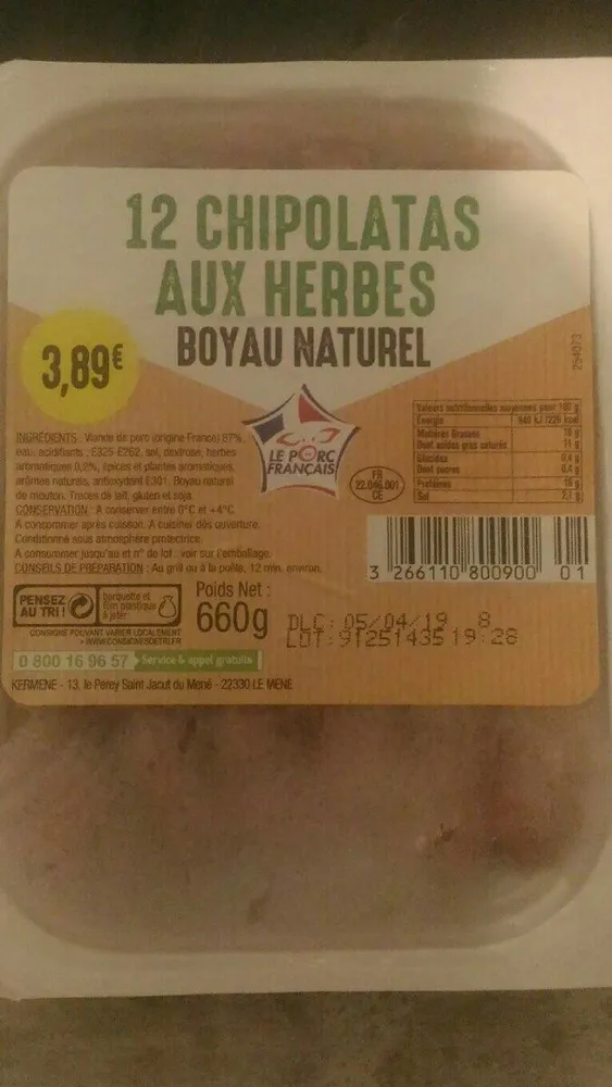 12 chipolatas au herbe