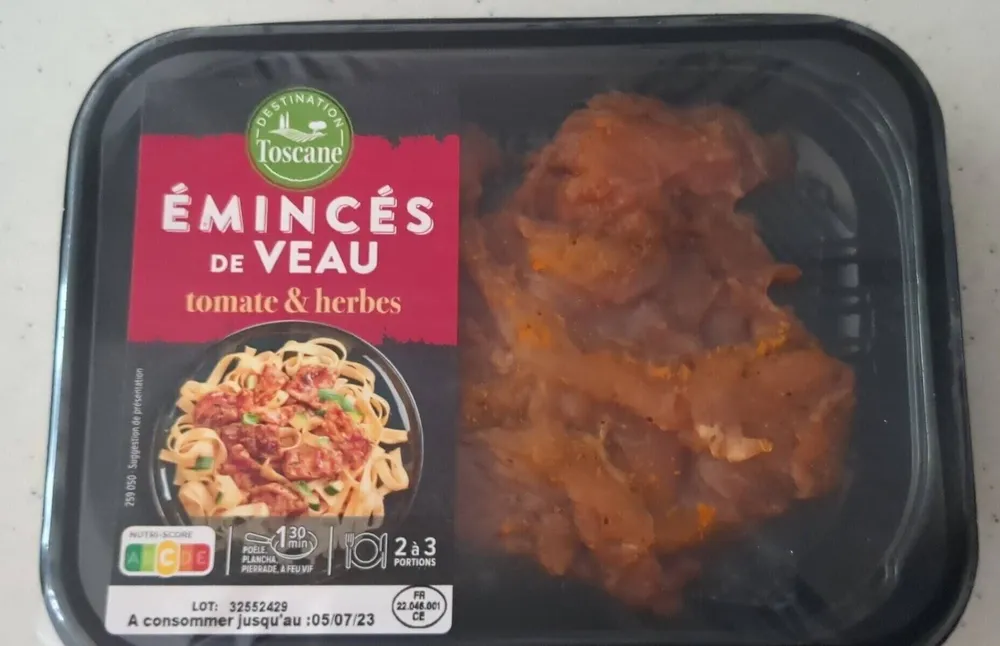 Émincer de veau tomate et herbes