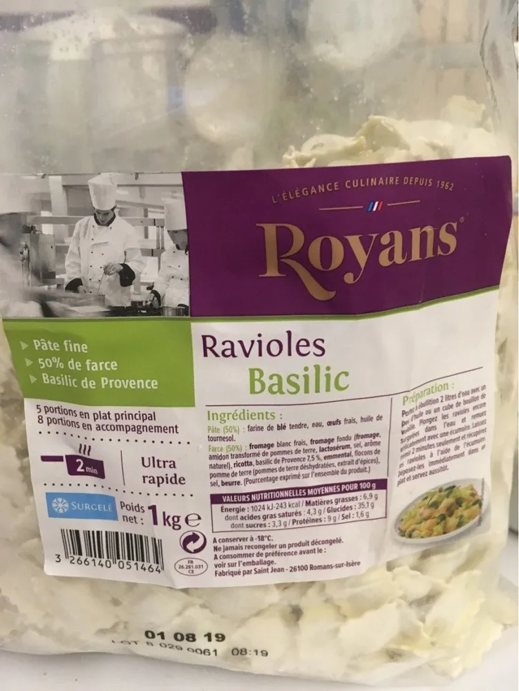 Ravioles au basilic