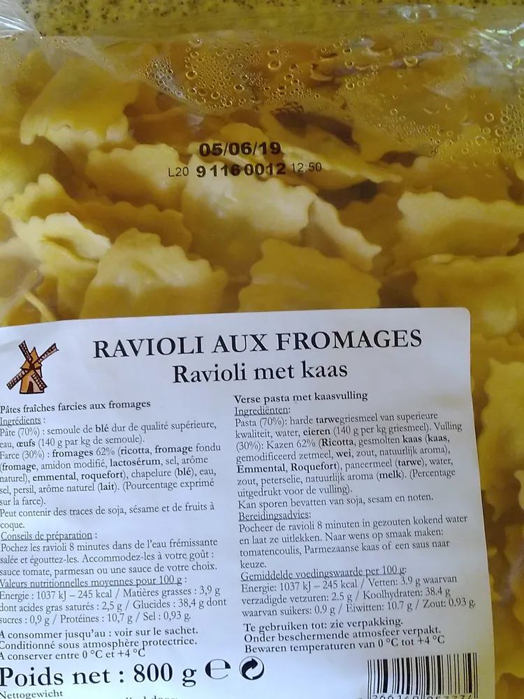Raviolis farcis aux fromages