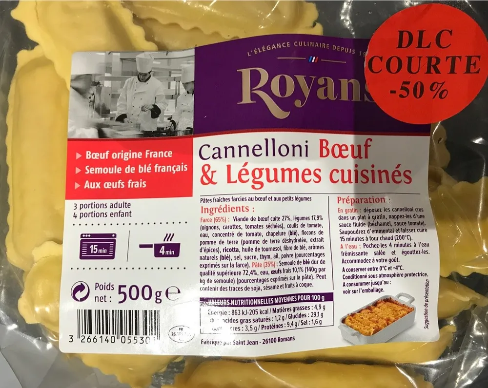 Canelloni Boeuf & légumes cuisinés