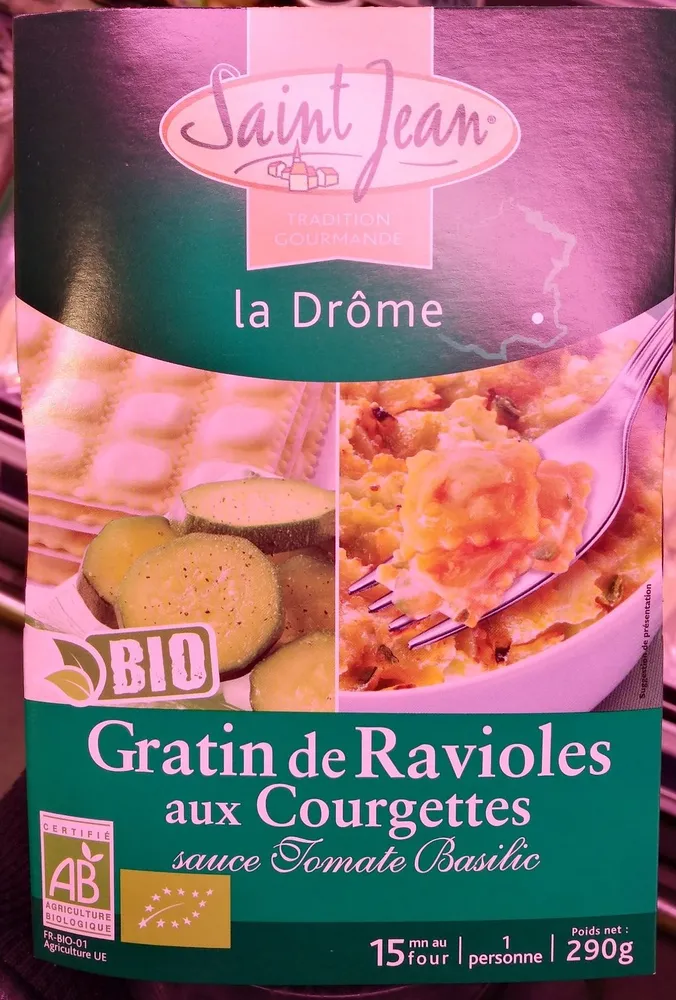 Gratin de Ravioles aux Courgettes sauce Tomate Basilic