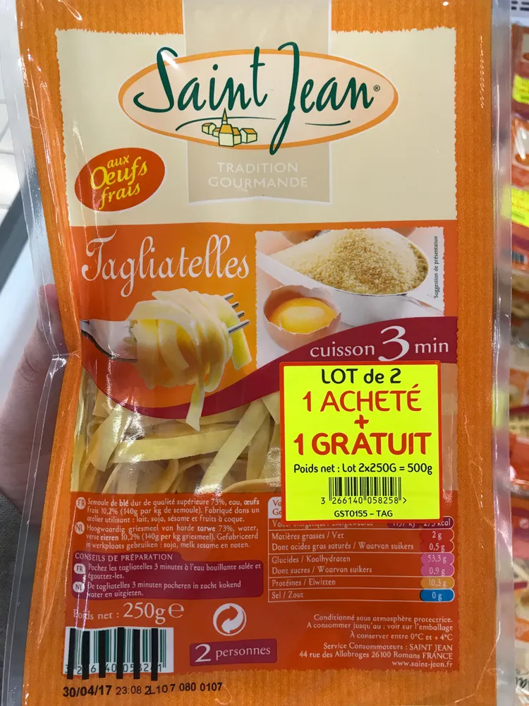 Tagliatelles aux oeufs frais (lot de 2)