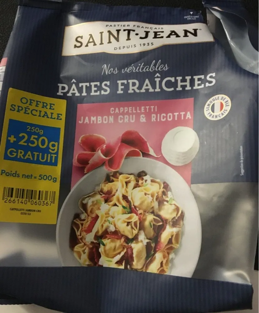 Pâtes fraiches cappelletti jambon cru et ricotta