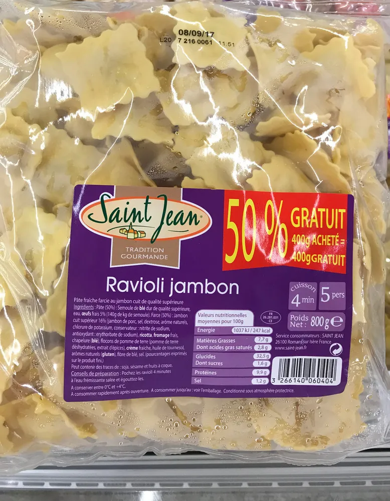 Ravioli jambon (50% gratuit)