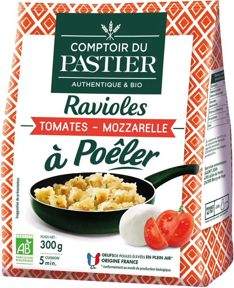 Ravioles à poêler tomates mozzarelle BIO
