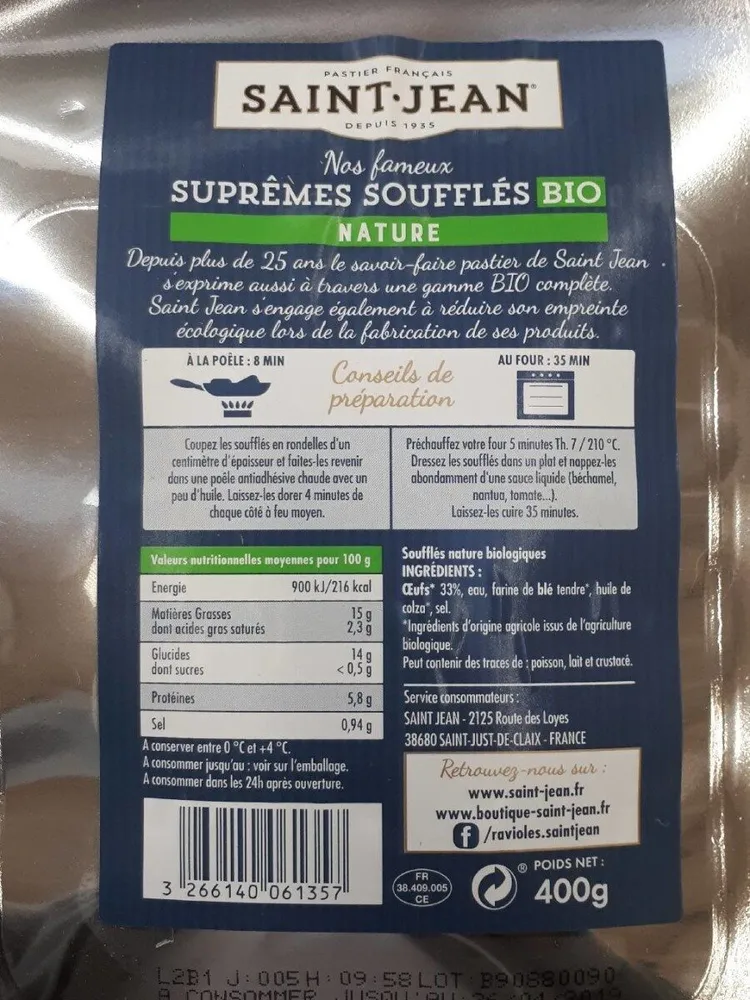 Suprêmes soufflés bio nature