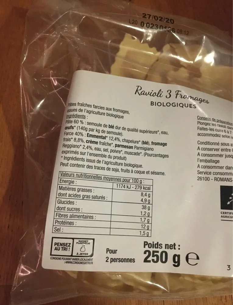Ravioli 3 Fromages