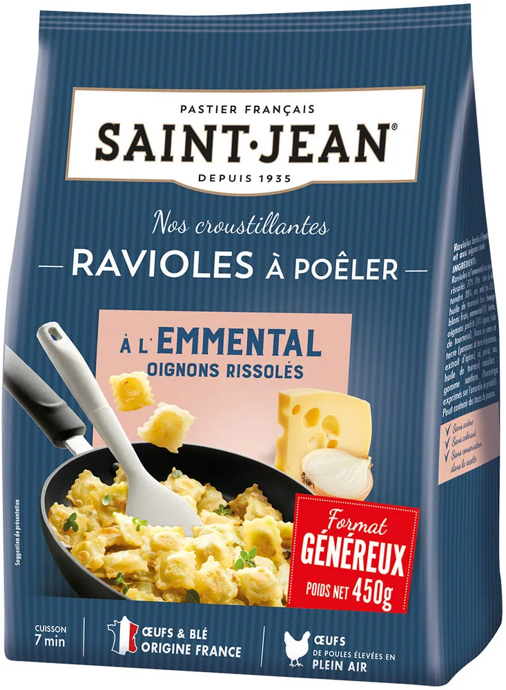 Ravioles à poêler à l'emmental oignons rissolés