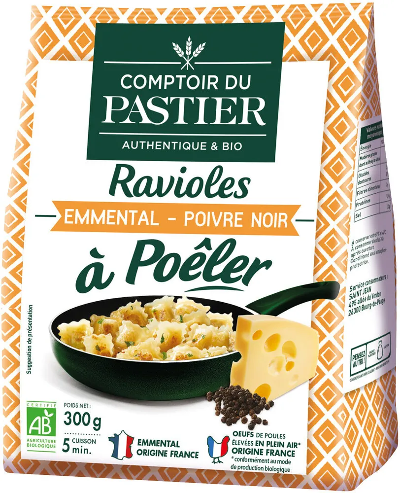 Ravioles à poêler emmental poivre noir BIO