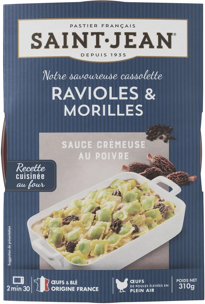 Cassolette de ravioles & morilles sauce crémeuse au poivre