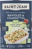 Cassolette BIO de ravioles & courgettes sauce tomate au basilic