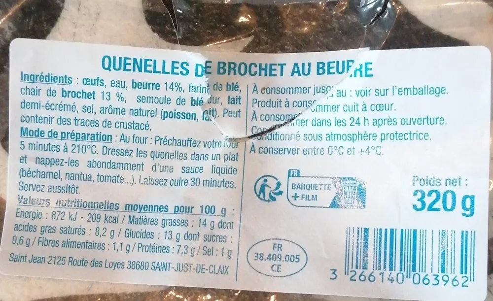 Quenelle de brochet au beurre