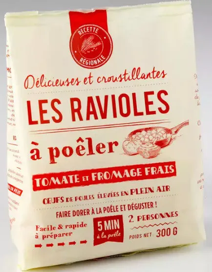 Les ravioles à poêler - tomate et fromage frais