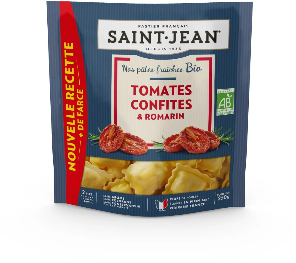 Pâtes fraiches farcies aux tomates confites et romarin