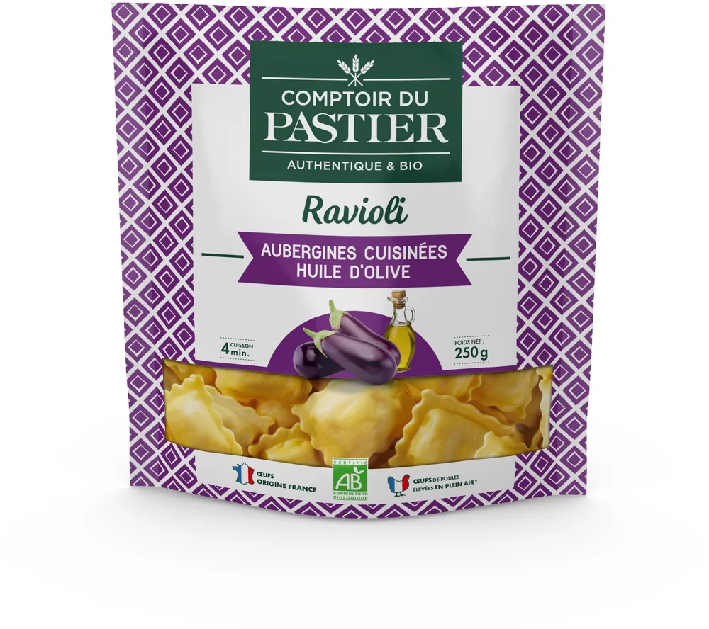 Ravioli aubergines cuisinées huile d'olive BIO