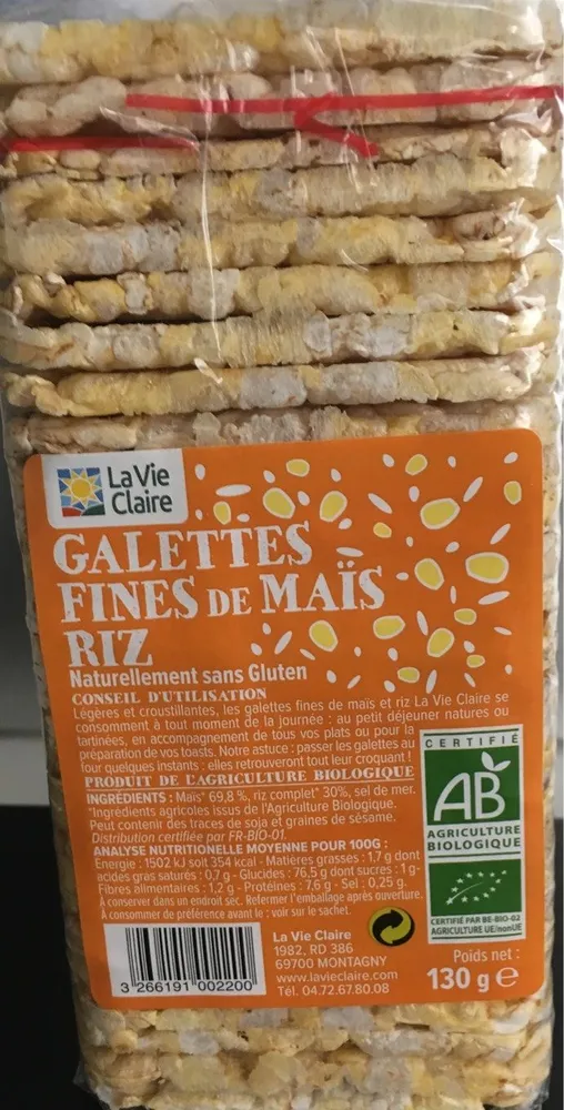 Galettes fines de mais riz