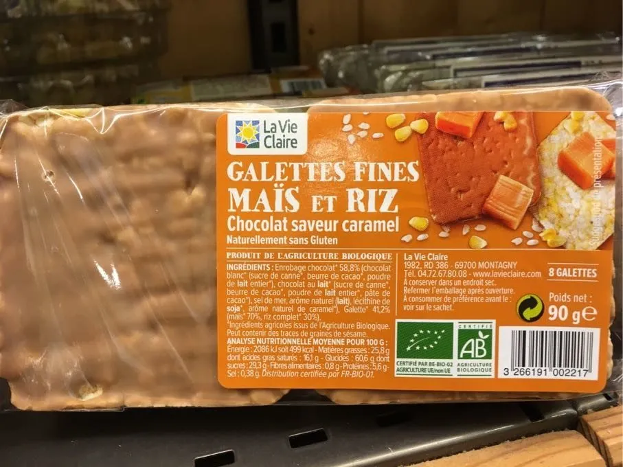 Galettes Fines Maïs et Riz Chocolat Saveur Caramel