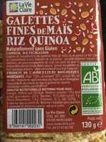 Galettes fines de mais, riz et quinoa