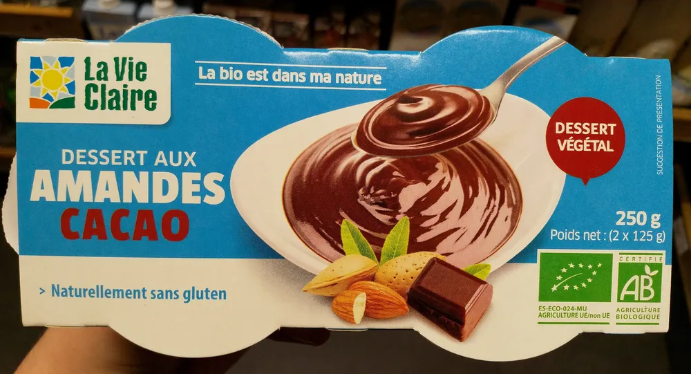 Dessert végétal amandes cacao 250g BIO vegan