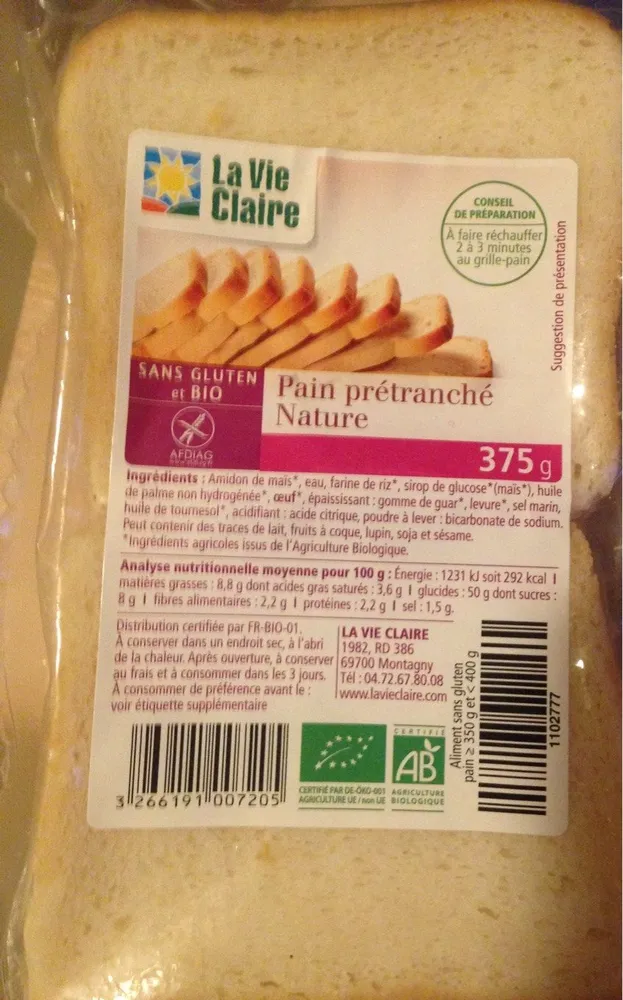Pain pretranché Nature