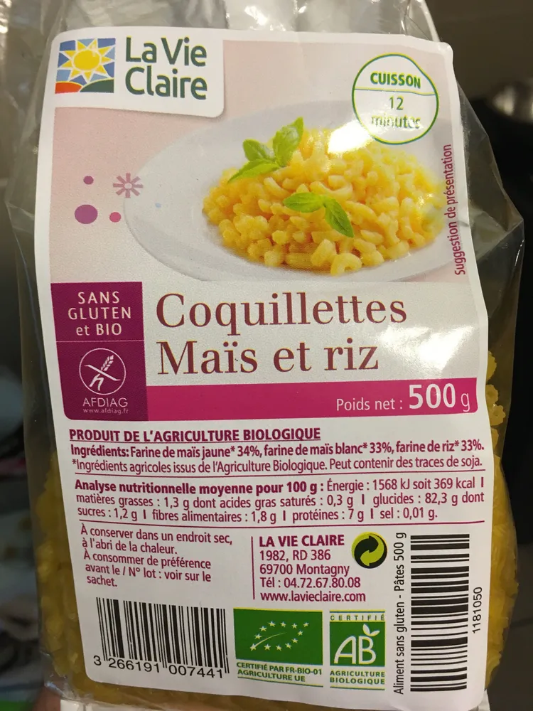 Coquillettes Maïs et Riz