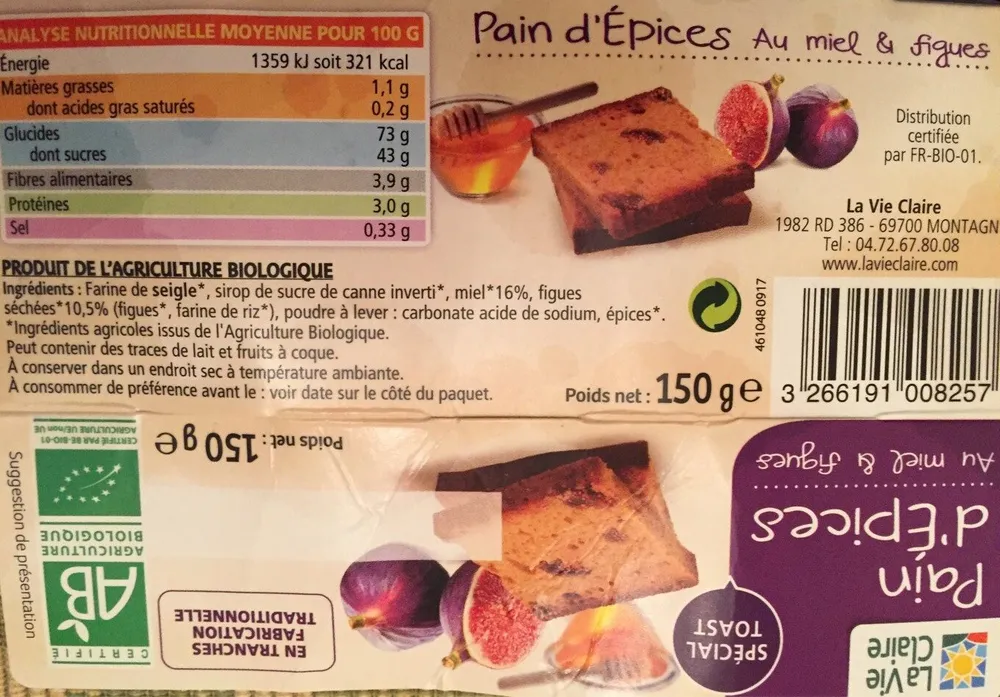 Pain d'épices au miel & figues