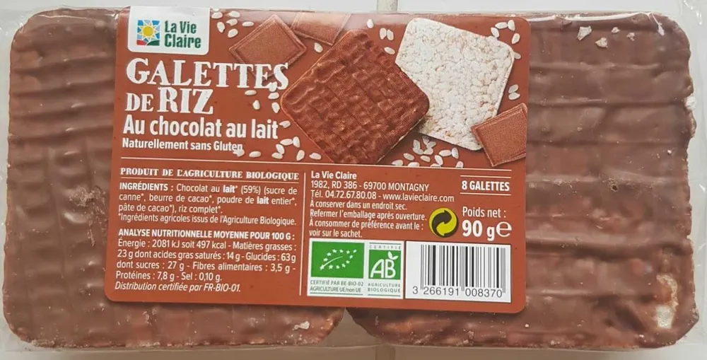 Galettes de riz au chocolat au lait