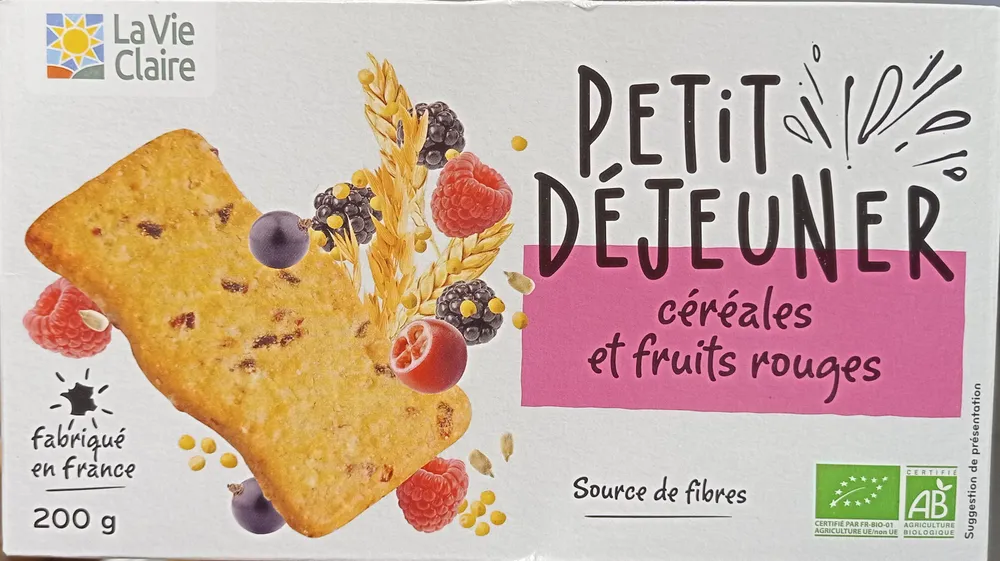 Biscuits petit déjeuner céréales et fruits rouges