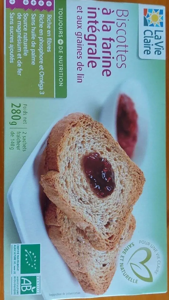 Biscottes à la farine intégrale et aux graines de lin