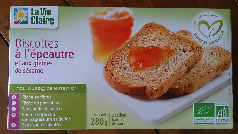 Biscottes à l'épeautre et aux graines de sésame