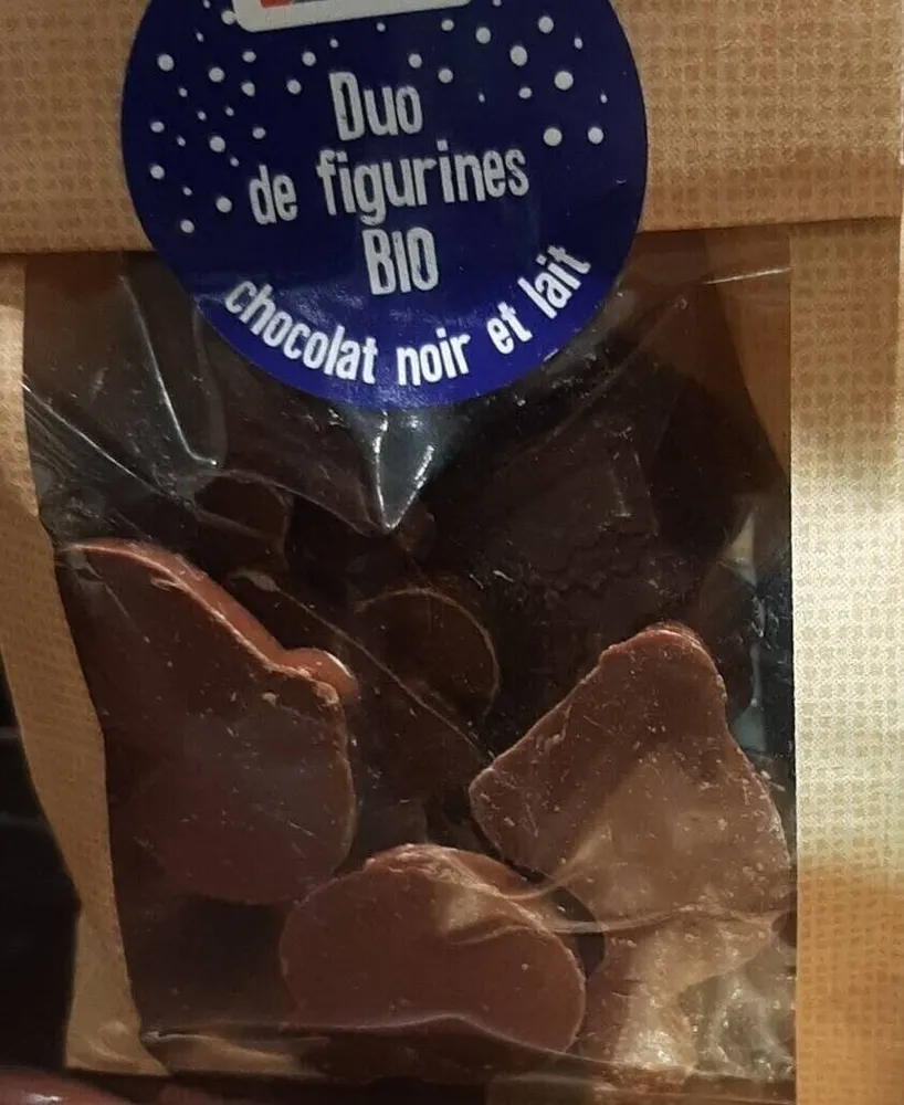 Duo de figurines bio chocolat noir et lait