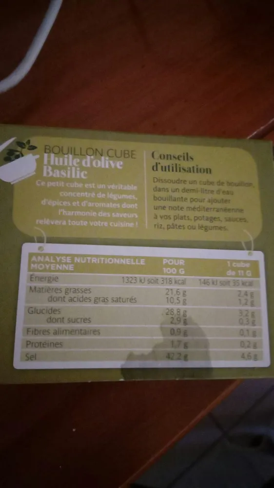 Bouillon Cube Huile d'olive Basilic