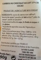 Caribou au chocolat au lait 37% de cacao
