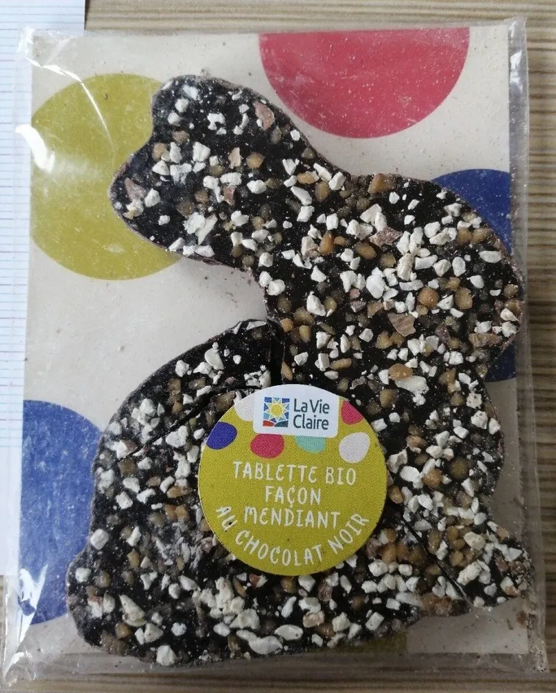 Tablette bio façon mendiant chocolat noir