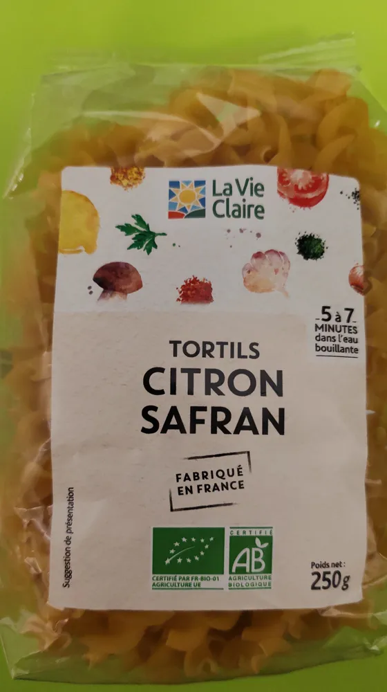 Pates saveurs du monde tortils citron safran