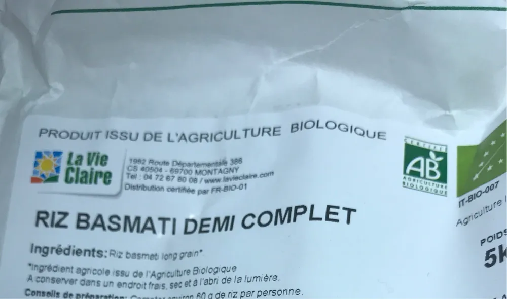 Riz basmati demi complet