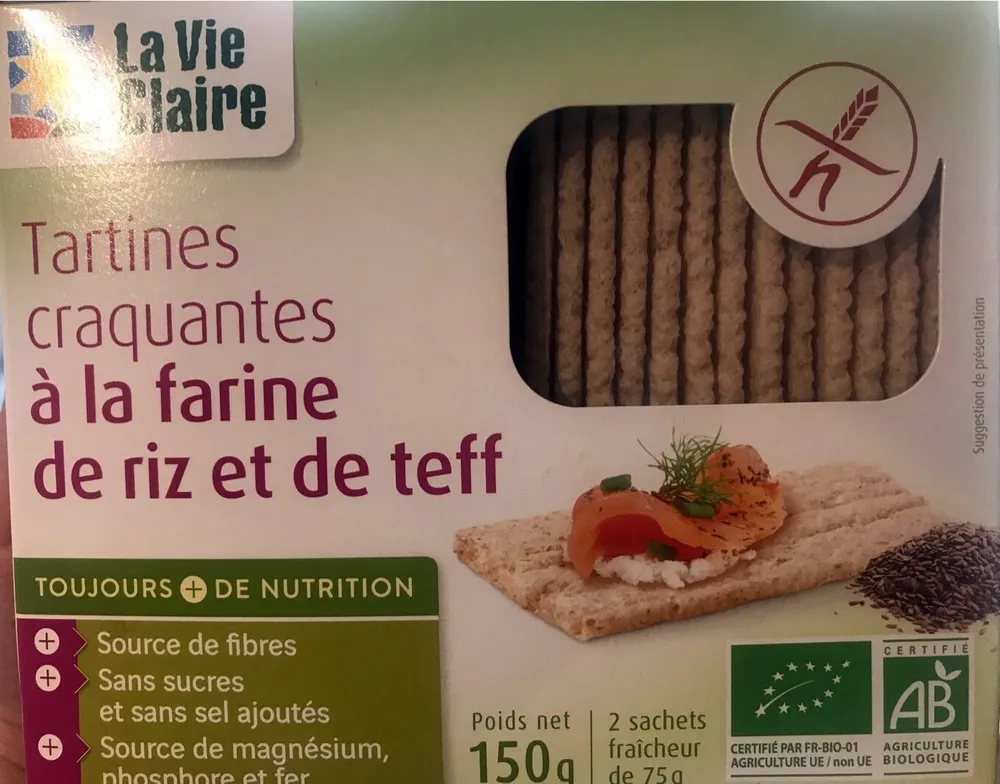 Tartines craquantes à la farine de Riz et Teff