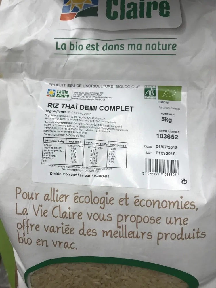 Riz thaï complet