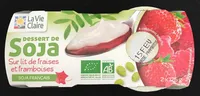 Dessert de soja sur lit de fraise framboise